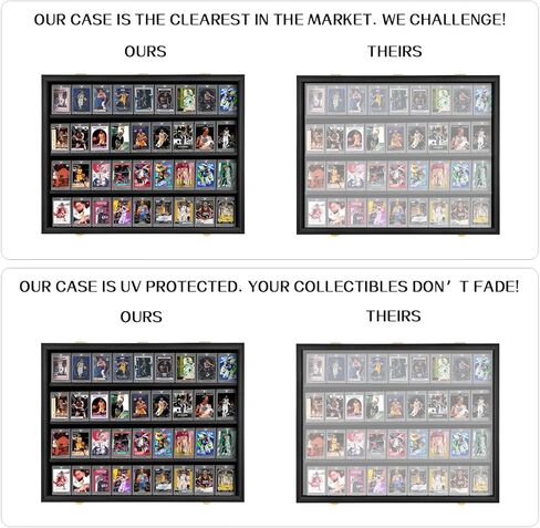 36 Baseball Card Display Case 1 Pack, Graded Sports Card Display Frame Lockable with UV Protection, Large Wall Cabinet for Football Hockey Basketball Trading Cards 1 Pack in Saudi Arabia