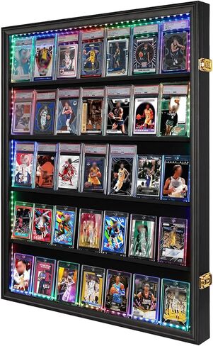 36 Baseball Card Display Case 1 Pack, Graded Sports Card Display Frame Lockable with UV Protection, Large Wall Cabinet for Football Hockey Basketball Trading Cards 1 Pack in Saudi Arabia