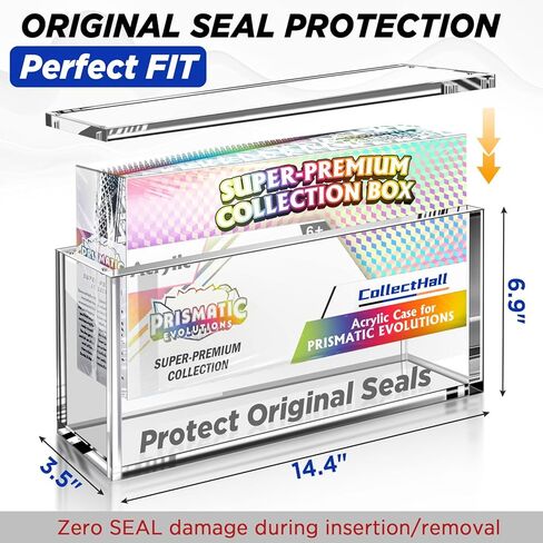 Prismatic Evolutions SPC Box Acrylic Display Case with Magnetic Lid, 8 + 8mm Thick Acrylic with 5x3mm Magnets - Compatible with Prismatic Evolutions Super-Premium Collection Box (Seals Protection) in Saudi Arabia