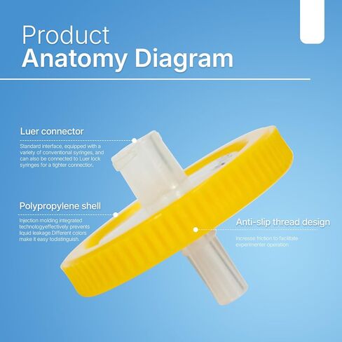 Syringe Filters PVDF Membrane - 25 mm Membrane Diameter,0.22 um Pore Size,Pack of 100 in Kuwait