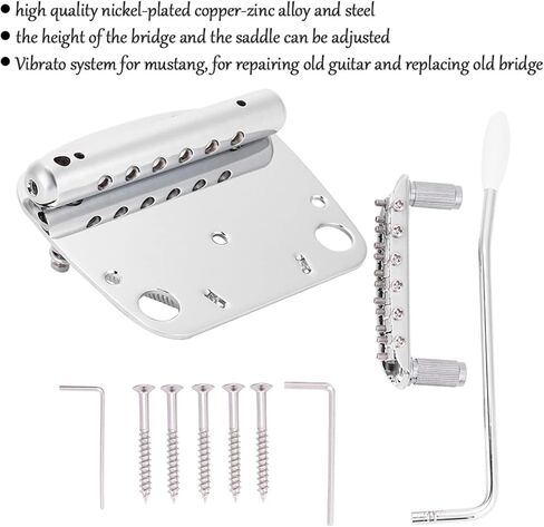 RiToEasysports Tremolo Vibrato Tailpiece Bridge Set نظام اهتزاز لترقية الجيتار مع سرج قابل للتعديل لمحبي الموسيقى مطلي بالنحاس والزنك وسبائك الصلب in Saudi Arabia