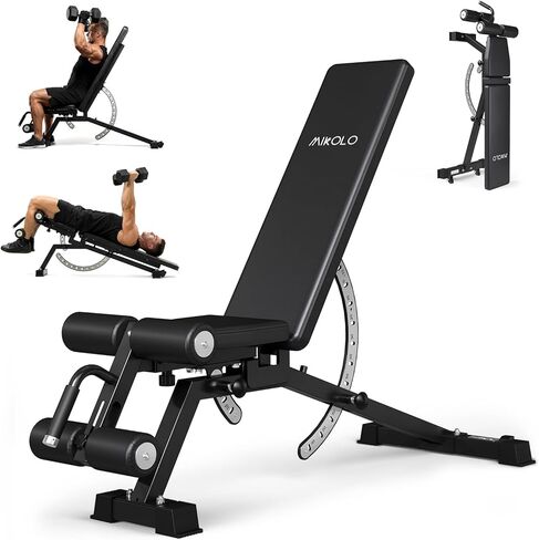 Mikolo 1200 رطل مقعد الوزن ، مقعد تمرين قابل للتعديل مع دعم الساق القابل للفصل ، ومقعد تمرين لتوفير مساحة التخزين العمودي لصالة الألعاب الرياضية المنزلية ، والانحدار المنحدر ، الجلوس على مقاعد البدلاء للياقة بدقة الجسم in Kuwait