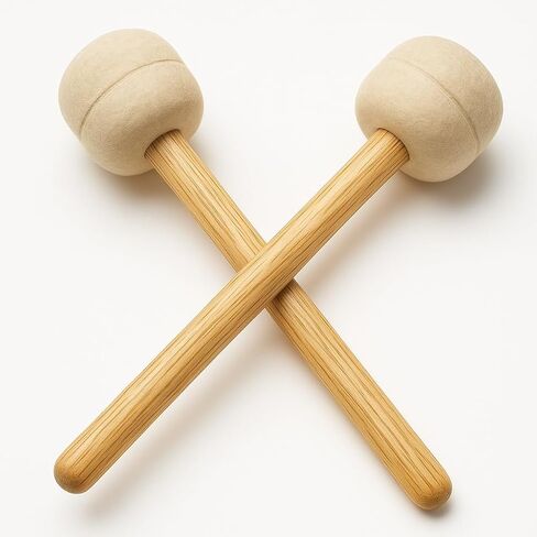 2 Pcs Drum Mallet 13.39 Inches Length, Wool Felt Drum Stick, Anti-slip Bass Percussion Sticks, Instrument Band Accessory Part for Drums Snare Drums, Beige in Kuwait