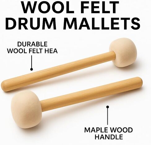 2 Pcs Drum Mallet 13.39 Inches Length, Wool Felt Drum Stick, Anti-slip Bass Percussion Sticks, Instrument Band Accessory Part for Drums Snare Drums, Beige in Kuwait