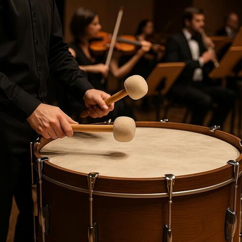 2 Pcs Drum Mallet 13.39 Inches Length, Wool Felt Drum Stick, Anti-slip Bass Percussion Sticks, Instrument Band Accessory Part for Drums Snare Drums, Beige in Kuwait