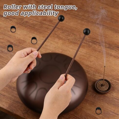 4pcs 17.5cm/6.9" Tongue Drum Mallets & 12pcs Finger Sleeves, Wooden Wood Handle Silicone Rubber Head Percussion Sticks for Glockenspiel/Woodblock/Bell/Chimes/Steel Tongue Drum Musical Instruments in Saudi Arabia