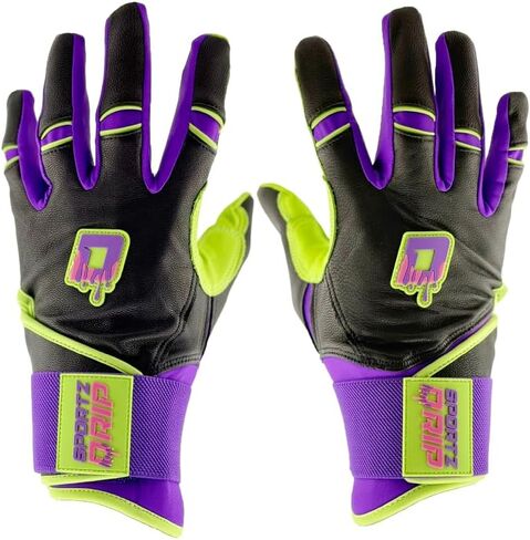 Havoc Youth Batting Gloves, Purple and Green, Leather, Multiple Sizes, Baseball Softball Equipment in Kuwait