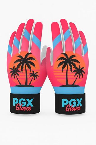 قفازات PGX Baseball Miami Vice Batting - قفازات البيسبول والكرة اللينة للبالغين والشباب، راحة جلدية، حزام معصم لملاءمة آمنة in Saudi Arabia