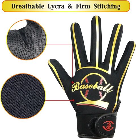 Classic Youth Baseball Batting Gloves - Extra Grip, Enhanced Optimal, Shock Absorption, Breathable and Stretchy Softball Glove, Ideal Gift for Kids, Boys, Girls in Saudi Arabia