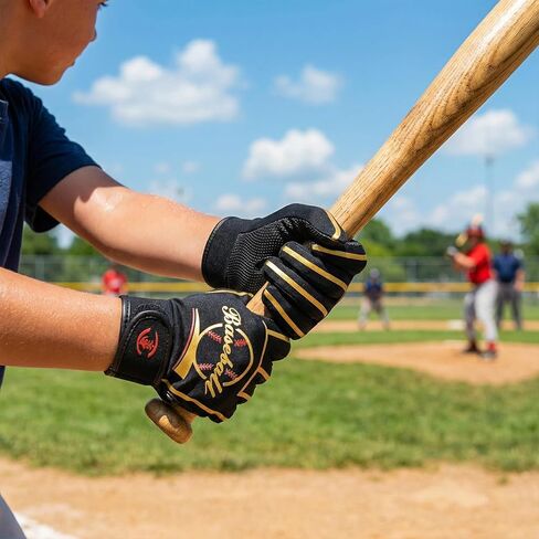 Classic Youth Baseball Batting Gloves - Extra Grip, Enhanced Optimal, Shock Absorption, Breathable and Stretchy Softball Glove, Ideal Gift for Kids, Boys, Girls in Saudi Arabia