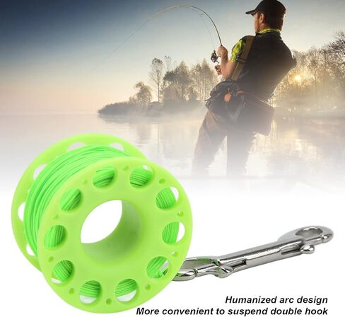 Diving Reel, Portable Belt Design, High Density Plastics, Stainless Steel Double Hook - High Strength Nylon Rope, User Friendly, Ideal for Scuba Diving Accessories Gear (Green) in Saudi Arabia