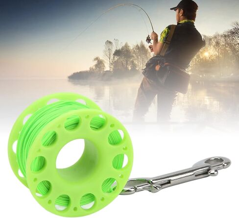 Diving Reel, Portable Belt Design, High Density Plastics, Stainless Steel Double Hook - High Strength Nylon Rope, User Friendly, Ideal for Scuba Diving Accessories Gear (Green) in Saudi Arabia