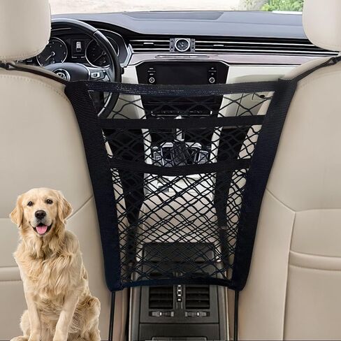 Universal Dog Car Net Barrier – Sturdy Mesh, Easy Install, Breathable Design, Easy to Clean, Flexible Bungee Cords for Adjustable Fit 23"×23" (Black) in Saudi Arabia