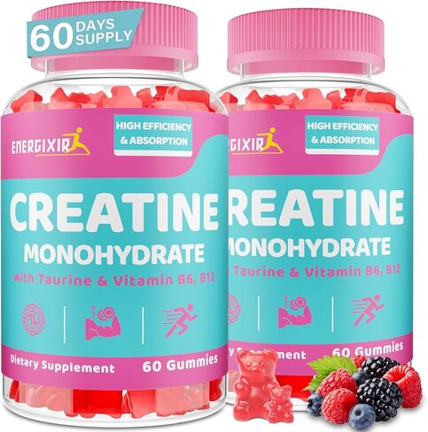 الكرياتين للنساء، 120 قطعة من علكات الكرياتين مونوهيدرات - بدون انتفاخ - مكمل كرياتين للمضغ قبل وبعد التمرين مع التورين وB6 - للتعافي والقوة والطاقة والغنيمة والأداء in Kuwait
