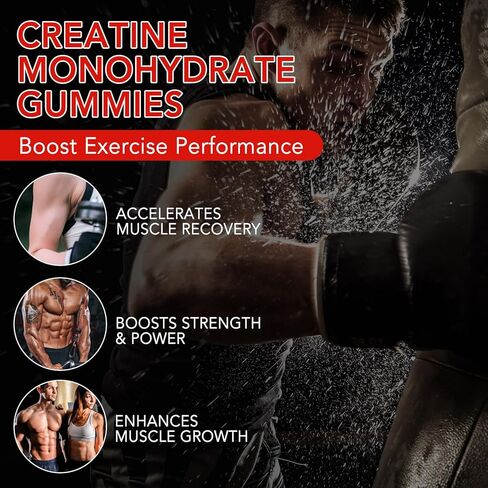 Creatine Monohydrate Gummies for Men & Women, 5g Creatine Monohydrate for Muscle Strength, Muscle Builder, Energy Boost, Pre-Workout Supplement, Natural Strawberry Flavor, Sugar-Free (120 Count) in Kuwait