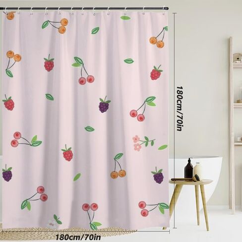 ستارة الحمام بطبعات أوراق الأزهار، ستارة دش صيفية مقاومة للماء، ستائر دش للعطلات من القماش قابلة للغسل، الحد الأدنى لديكور الحمام القديم للتخييم 72 × 72 بوصة in Kuwait