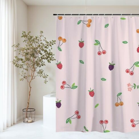 ستارة الحمام بطبعات أوراق الأزهار، ستارة دش صيفية مقاومة للماء، ستائر دش للعطلات من القماش قابلة للغسل، الحد الأدنى لديكور الحمام القديم للتخييم 72 × 72 بوصة in Kuwait