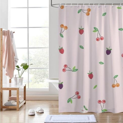 ستارة الحمام بطبعات أوراق الأزهار، ستارة دش صيفية مقاومة للماء، ستائر دش للعطلات من القماش قابلة للغسل، الحد الأدنى لديكور الحمام القديم للتخييم 72 × 72 بوصة in Kuwait