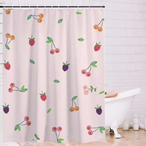 ستارة الحمام بطبعات أوراق الأزهار، ستارة دش صيفية مقاومة للماء، ستائر دش للعطلات من القماش قابلة للغسل، الحد الأدنى لديكور الحمام القديم للتخييم 72 × 72 بوصة in Kuwait