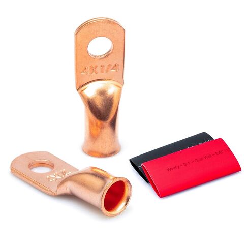 Wirefy 4 قياس 1/4 "عروات سلكية - عروات كابل نحاسية - موصلات أسلاك البطارية - أطراف حلقية - أطراف كابلات بطارية مجعدة - 10 قطع in Kuwait