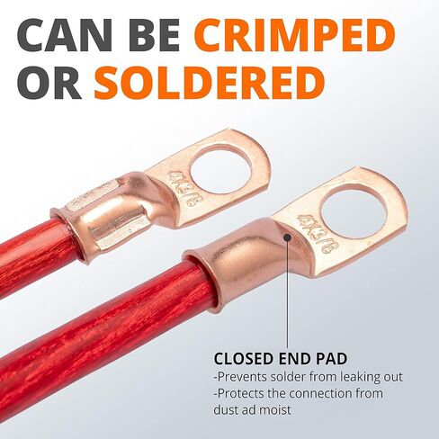 Wirefy 4 قياس 1/4 "عروات سلكية - عروات كابل نحاسية - موصلات أسلاك البطارية - أطراف حلقية - أطراف كابلات بطارية مجعدة - 10 قطع in Kuwait