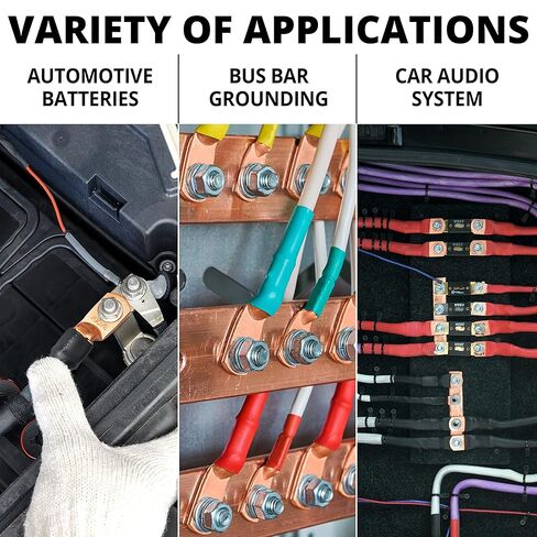 Wirefy 4 قياس 1/4 "عروات سلكية - عروات كابل نحاسية - موصلات أسلاك البطارية - أطراف حلقية - أطراف كابلات بطارية مجعدة - 10 قطع in Kuwait