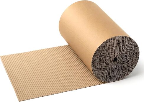 لفة من الورق المقوى المموج مقاس 12 × 394 بوصة، لفة ورق مموج أحادية الوجه B Flute شديدة التحمل من الورق المقوى المموج للتعبئة والتخزين والحرف اليدوية وأساسيات العودة إلى المدرسة in Kuwait