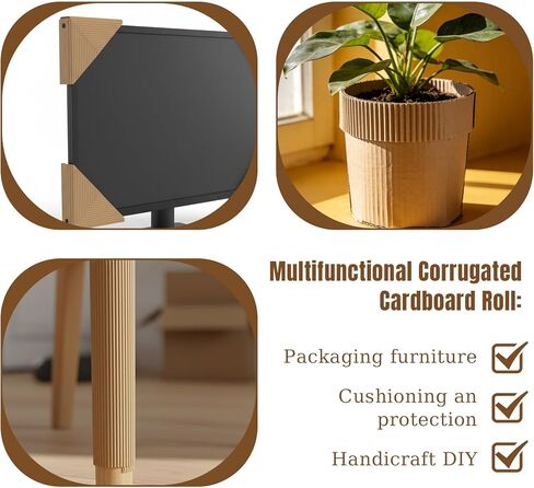 لفة من الورق المقوى المموج مقاس 12 × 394 بوصة، لفة ورق مموج أحادية الوجه B Flute شديدة التحمل من الورق المقوى المموج للتعبئة والتخزين والحرف اليدوية وأساسيات العودة إلى المدرسة in Kuwait