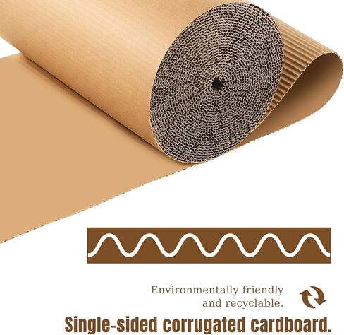 لفة من الورق المقوى المموج مقاس 12 × 394 بوصة، لفة ورق مموج أحادية الوجه B Flute شديدة التحمل من الورق المقوى المموج للتعبئة والتخزين والحرف اليدوية وأساسيات العودة إلى المدرسة in Kuwait