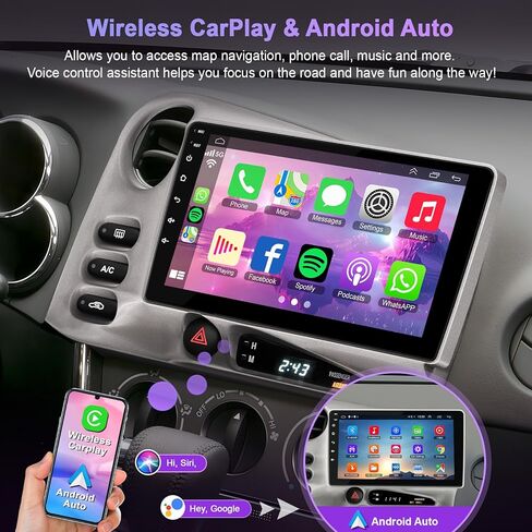 4+64 جيجابايت من الراديو للسيارة لـ Toyota Matrix 2003-2004 & Pontiac Vibe 2003-2008 مع Carplay و Android Auto ، 9 بوصة IPS Car Stereo مع التحكم الصوتي Bluetooth in Kuwait