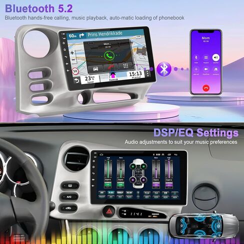 4+64 جيجابايت من الراديو للسيارة لـ Toyota Matrix 2003-2004 & Pontiac Vibe 2003-2008 مع Carplay و Android Auto ، 9 بوصة IPS Car Stereo مع التحكم الصوتي Bluetooth in Kuwait