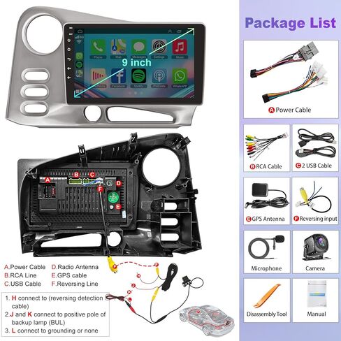 4+64 جيجابايت من الراديو للسيارة لـ Toyota Matrix 2003-2004 & Pontiac Vibe 2003-2008 مع Carplay و Android Auto ، 9 بوصة IPS Car Stereo مع التحكم الصوتي Bluetooth in Kuwait