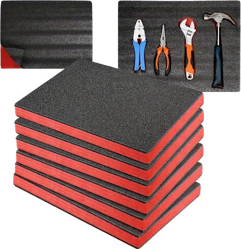 6 قطع من إسفنج صندوق الأدوات للحالات مقاس 22 × 18 × 1 بوصة بطانة صندوق الأدوات من البولي إيثيلين، أوراق إسفنجية قابلة للقطع لصندوق الأدوات، حافظة صلبة، درج، صندوق أدوات الكاميرا، أداة تخزين الظل in Kuwait