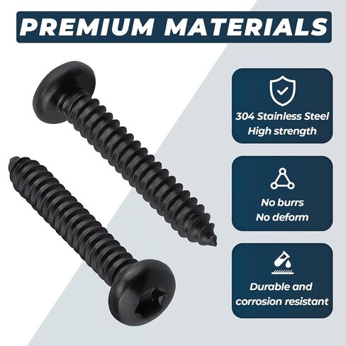 #12 x 2 Torx Pan Head Sheet Metal Screws Black, 346 Stainless Steel Pan Head Fast Self Tapping Screws (45 PCS Screws + 1 PCS Bit) in Saudi Arabia