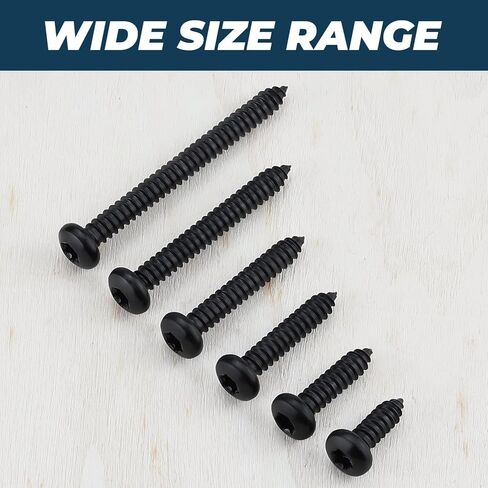 #12 x 2 Torx Pan Head Sheet Metal Screws Black, 346 Stainless Steel Pan Head Fast Self Tapping Screws (45 PCS Screws + 1 PCS Bit) in Saudi Arabia