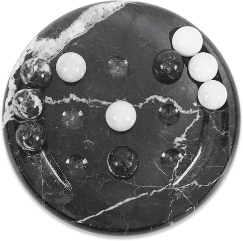 لعبة Marble Tic Tac Tae Board Game 6 بوصات لعبة Black و Verona Stone Ball Game لغرفة المعيشة ، رف الكتب ، عيد ميلاد ، زخرفة داخلية وظيفية in Kuwait