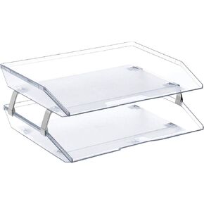 Acrimet Facility 2 Tier Letter Tray Side Load، منظم ملفات سطح المكتب، بلاستيك (لون كريستالي شفاف)