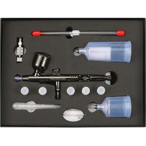 Professional Dual-Action Airbrush kit,7cc 20cc 40cc Cup,Adjustable Fast Joint 0.2/0.3/0.5mm Nozzles Needles for Model Painting Cake Decorating Tattoo Makeup Art Craft Nail Design