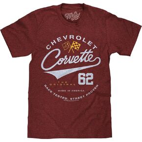Tee Luv Men's Chevrolet Corvette Shirt - 62 Chevy Crossed Flags Logo T-Shirt