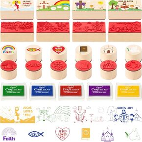 CUweipeng 15Pcs Spring Wooden Rubber Stamps DIY Craft Card Stamps Pads Spring Animal Flower Rubber Stamps Ink Pads Set for Kids Stamps Birthday Gift Favor Classroom Card Scrapbooking Making Supplies