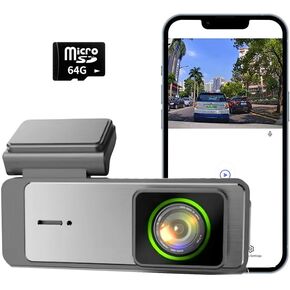 Dash Cam 2.5K WiFi Front Dash Camera for Cars,170° Wide Angle Dashboard Camera, Car Driving Recorder with G-Sensor, Night Vision, Loop Recording, Parking Monitor, App，64GB Card，24H Parking Mode