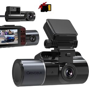 Dash Cam 4K 3 Chanel Front and Rear Inside, Free TF Card, Built-in GPS, 4K+1080P+1080P Three Way Triple Car Camera Loop Recording, Dash Camera for Cars, Night Vision, Parking Mode