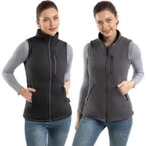 Women's Fleece Vest, Reversible Polar Fleece Vest, Lightweight Vest with Zipper Pockets for Running Hiking Golf