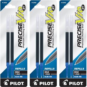 PILOT Precise V10 RT Ink Refills for Bold Retractable Pens, 1.0 mm, Blue Ink, 3 Pack