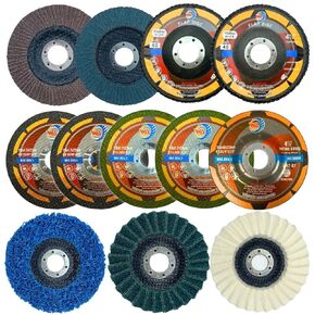 12PACK - 4 1/2" Metal Mirror Finishing Kit [Cut-Off Wheels(x4)+Depressed Center Grinding Wheel(x1)+Strip Disc(x1)+Assorted Grit Flap Discs(x4)+Surface Cond Disc(x1)+Real Wool Flap Disc(x1)]