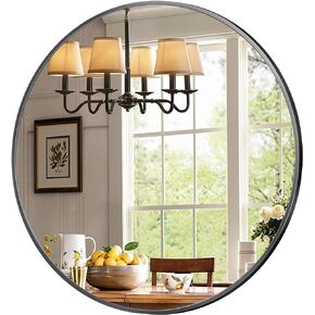 Round Mirror, 30 inch Round Mirror for Wall, Round Wall Mirror Metal Frame, Round Bathroom Mirror, Circle Mirrors for Wall, Entryway, Bathroom, Vanity, Living Room, Circle Mirror, Black