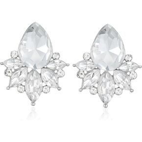 SWEETV Sparkly Cluster Rhinestone Earrings for Women, Fancy Crystal Wedding Bridal Stud Earrings for Brides,Bridesmaid, Prom Formal Vintage Party Jewelry Gifts