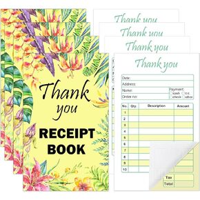 كتاب إيصال الشكر للأعمال التجارية الصغيرة مقاس 3.5 × 5.5 بوصة، نماذج طلب كتاب الإيصالات، لوحة 2 جزء بدون كربون، 50 مجموعة من نماذج إيصالات المبيعات، فاتورة كتاب فاتورة الطلب لمستلزمات الأعمال المكتبية in Kuwait
