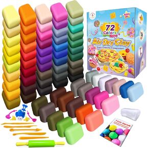 Air Dry Clay - 72 Colors Modeling Magic Clay, Best Gift for Boys & Girls Age 3-12 Year Old, DIY Molding Kids, with Sculpting Tools, Decoration Accessories, Kids Art Crafts