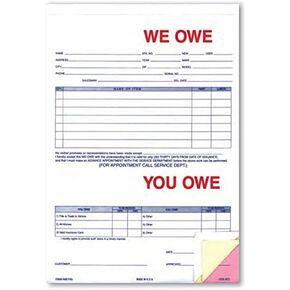 3-Part We Owe - You Owe Form (Form 872) (100 per Pack)